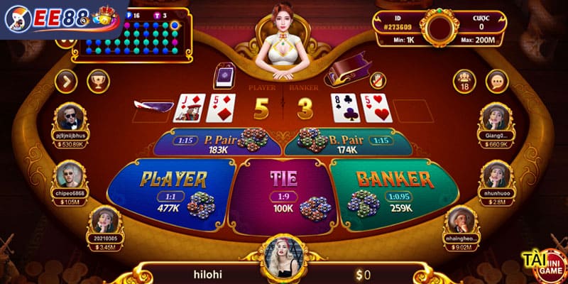 Trải nghiệm không gian sòng bài baccarat EE88